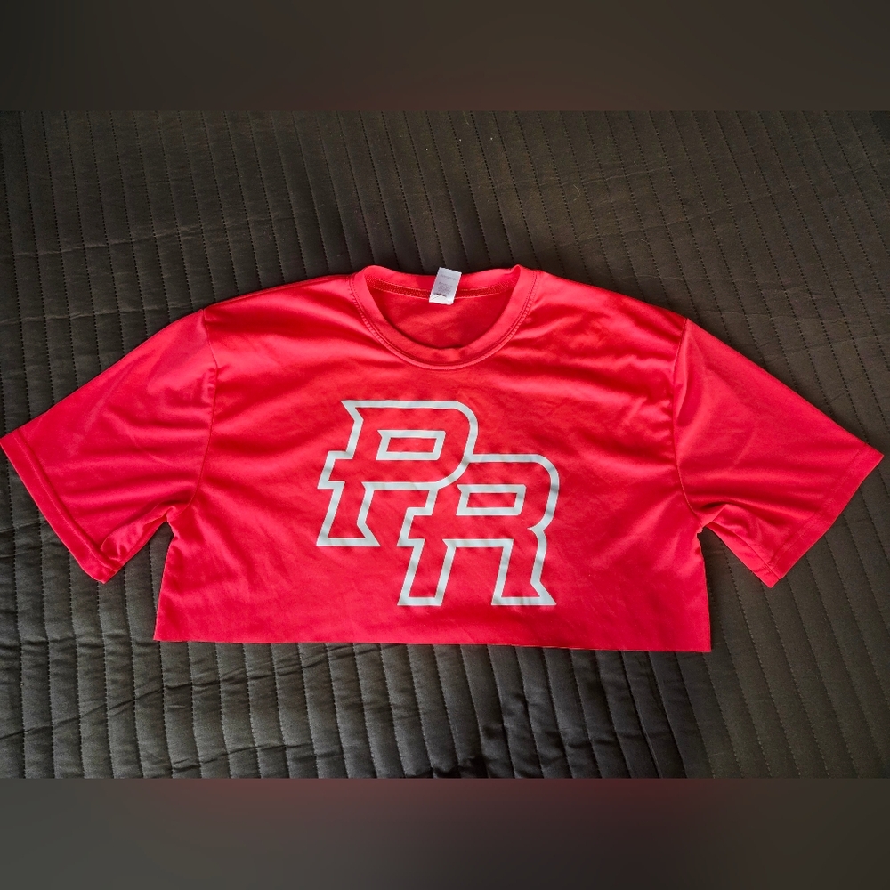 Solar Red (Neon Coral) Dry-fit Cropped Puerto Rico T-Shirt Large